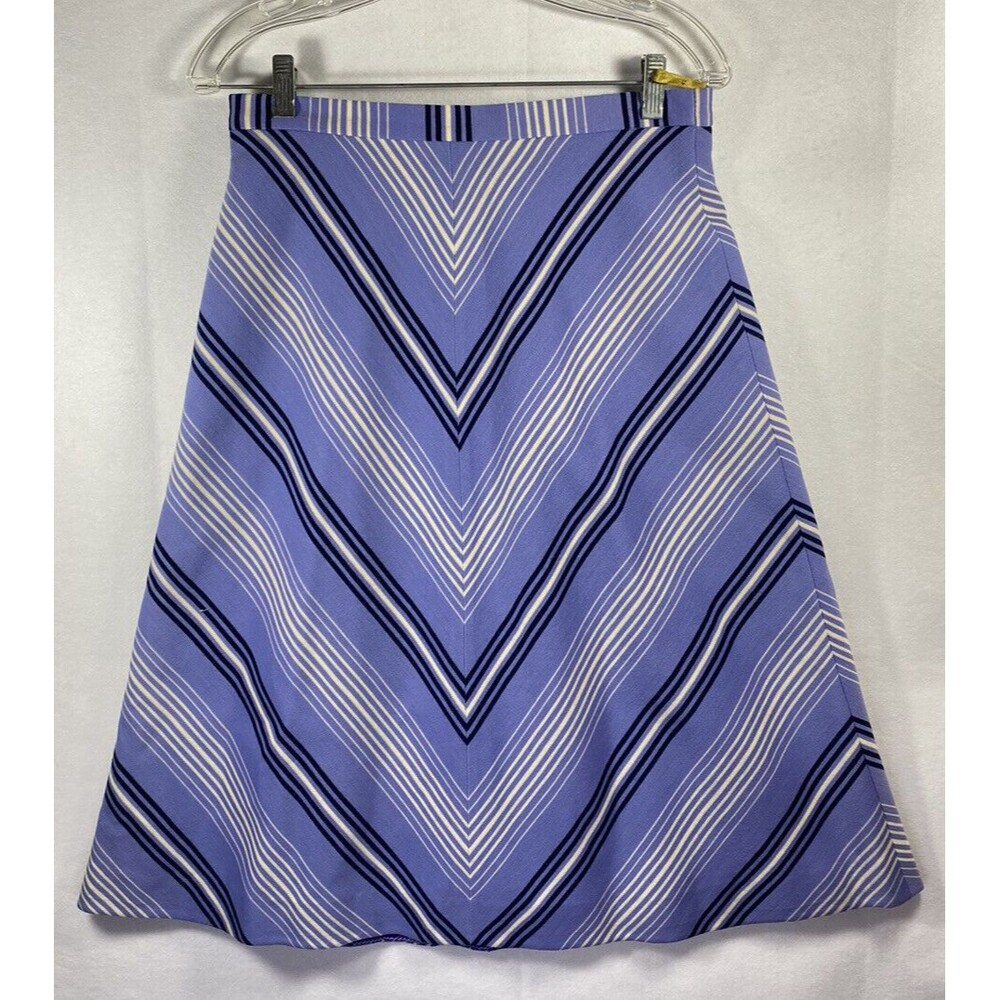 C&A Vintage Midi A-Line Multi Color Striped Skirt Size 42 Wool 1970s Purple